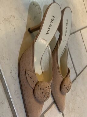 Prada Bow-Embellished Pointed Mules